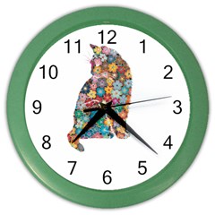 Flower Cat Color Wall Clock by LW323