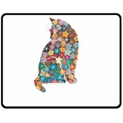 Flower Cat Fleece Blanket (medium)  by LW323