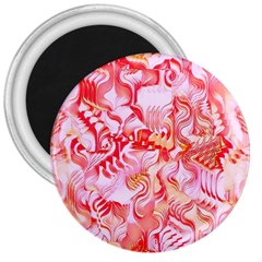 Cherry Blossom Cascades Abstract Floral Pattern Pink White  3  Magnets by CrypticFragmentsDesign