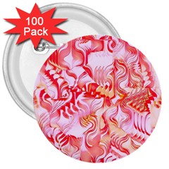 Cherry Blossom Cascades Abstract Floral Pattern Pink White  3  Buttons (100 Pack)  by CrypticFragmentsDesign