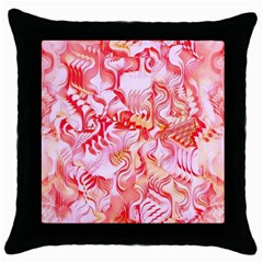 Cherry Blossom Cascades Abstract Floral Pattern Pink White  Throw Pillow Case (black) by CrypticFragmentsDesign