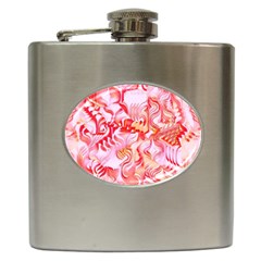 Cherry Blossom Cascades Abstract Floral Pattern Pink White  Hip Flask (6 Oz) by CrypticFragmentsDesign