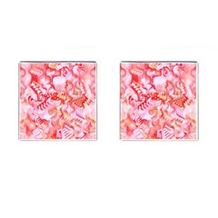 Cherry Blossom Cascades Abstract Floral Pattern Pink White  Cufflinks (square) by CrypticFragmentsDesign