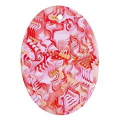 Cherry Blossom Cascades Abstract Floral Pattern Pink White  Oval Ornament (two Sides) by CrypticFragmentsDesign