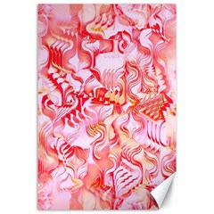 Cherry Blossom Cascades Abstract Floral Pattern Pink White  Canvas 24  X 36  by CrypticFragmentsDesign