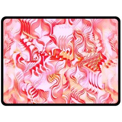 Cherry Blossom Cascades Abstract Floral Pattern Pink White  Double Sided Fleece Blanket (large)  by CrypticFragmentsDesign