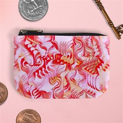 Cherry Blossom Cascades Abstract Floral Pattern Pink White  Mini Coin Purse by CrypticFragmentsDesign