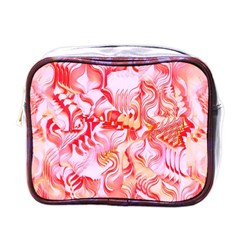 Cherry Blossom Cascades Abstract Floral Pattern Pink White  Mini Toiletries Bag (one Side) by CrypticFragmentsDesign