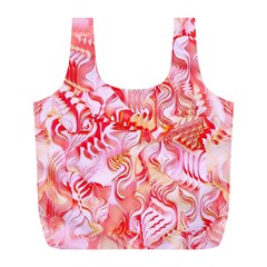 Cherry Blossom Cascades Abstract Floral Pattern Pink White  Full Print Recycle Bag (l) by CrypticFragmentsDesign