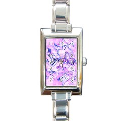 Hydrangea Blossoms Fantasy Gardens Pastel Pink And Blue Rectangle Italian Charm Watch by CrypticFragmentsDesign