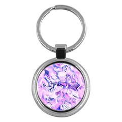 Hydrangea Blossoms Fantasy Gardens Pastel Pink And Blue Key Chain (round) by CrypticFragmentsDesign