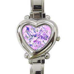 Hydrangea Blossoms Fantasy Gardens Pastel Pink And Blue Heart Italian Charm Watch by CrypticFragmentsDesign