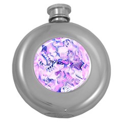 Hydrangea Blossoms Fantasy Gardens Pastel Pink And Blue Round Hip Flask (5 Oz) by CrypticFragmentsDesign