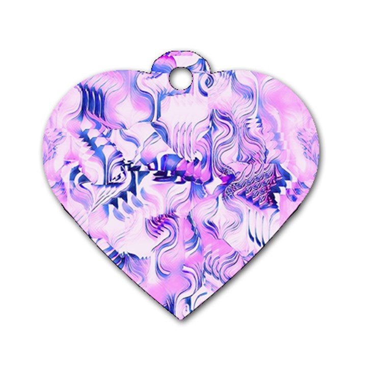 Hydrangea Blossoms Fantasy Gardens Pastel Pink and Blue Dog Tag Heart (One Side)