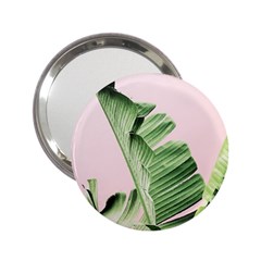 Palm Leaves On Pink 2 25  Handbag Mirrors by goljakoff