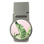 Palm leaves on pink Money Clips (Round)  Front