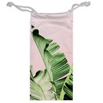 Palm leaves on pink Jewelry Bag Back