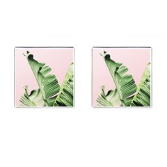 Palm Leaves On Pink Cufflinks (square) by goljakoff