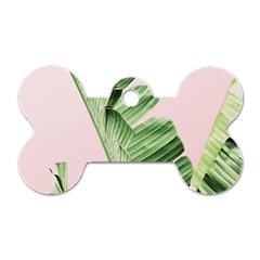 Palm Leaves On Pink Dog Tag Bone (one Side) by goljakoff