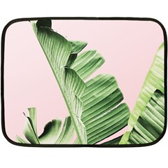 Palm Leaves On Pink Double Sided Fleece Blanket (mini)  by goljakoff