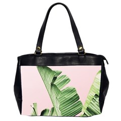 Palm Leaves On Pink Oversize Office Handbag (2 Sides) by goljakoff