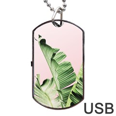 Palm Leaves On Pink Dog Tag Usb Flash (two Sides) by goljakoff