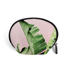 Palm Leaves On Pink Accessory Pouch (small) by goljakoff