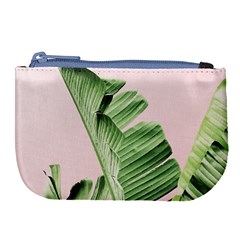 Palm Leaves On Pink Large Coin Purse by goljakoff