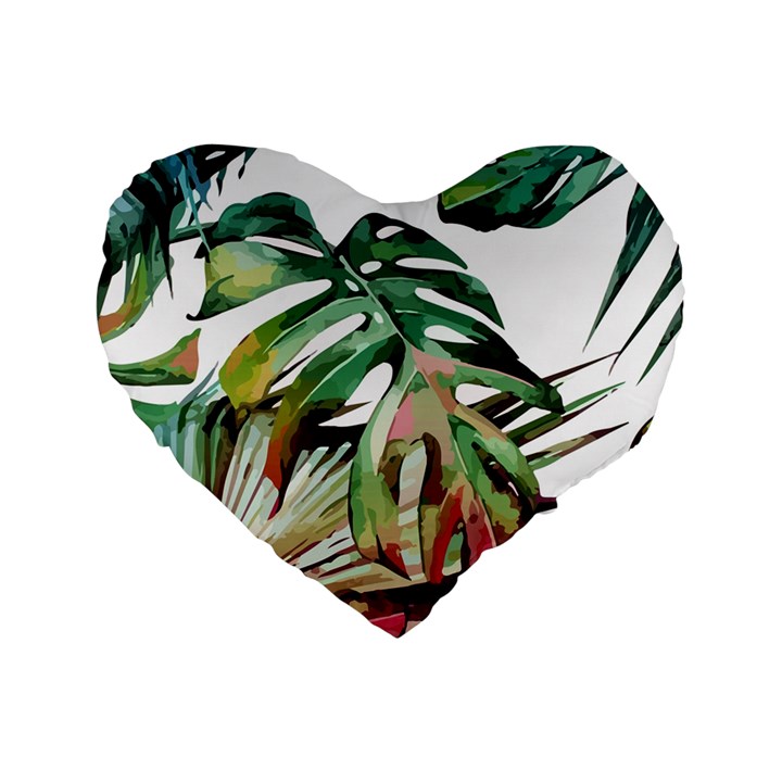 Tropical leaves Standard 16  Premium Heart Shape Cushions