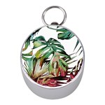 Tropical leaves Mini Silver Compasses Front