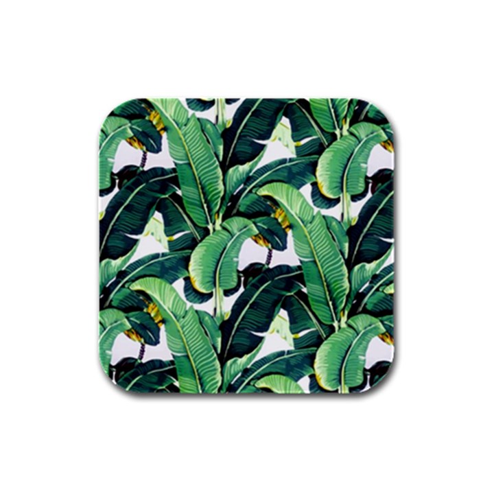 Banana leaves Rubber Square Coaster (4 pack) 