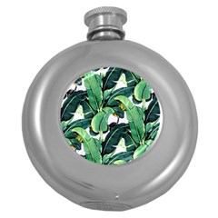 Banana Leaves Round Hip Flask (5 Oz) by goljakoff