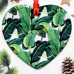 Banana Leaves Heart Ornament (two Sides) by goljakoff