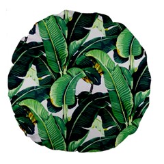 Banana Leaves Large 18  Premium Round Cushions by goljakoff