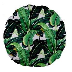 Banana Leaves Large 18  Premium Flano Round Cushions by goljakoff