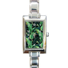 Night Banana Leaves Rectangle Italian Charm Watch by goljakoff