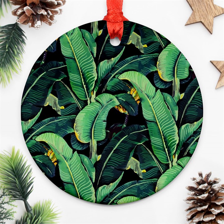 Night banana leaves Ornament (Round)