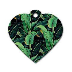 Night Banana Leaves Dog Tag Heart (two Sides) by goljakoff