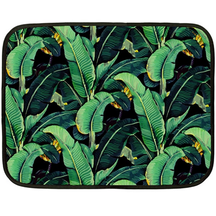 Night banana leaves Fleece Blanket (Mini)