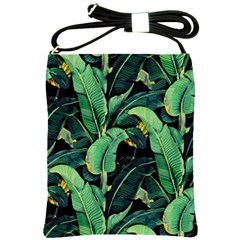 Night Banana Leaves Shoulder Sling Bag by goljakoff