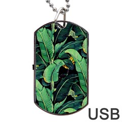 Night Banana Leaves Dog Tag Usb Flash (two Sides) by goljakoff