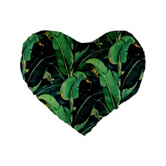 Night Banana Leaves Standard 16  Premium Heart Shape Cushions by goljakoff