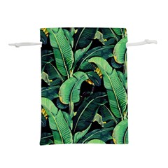 Night Banana Leaves Lightweight Drawstring Pouch (l) by goljakoff