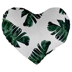 Banana Leaves Large 19  Premium Flano Heart Shape Cushions by goljakoff