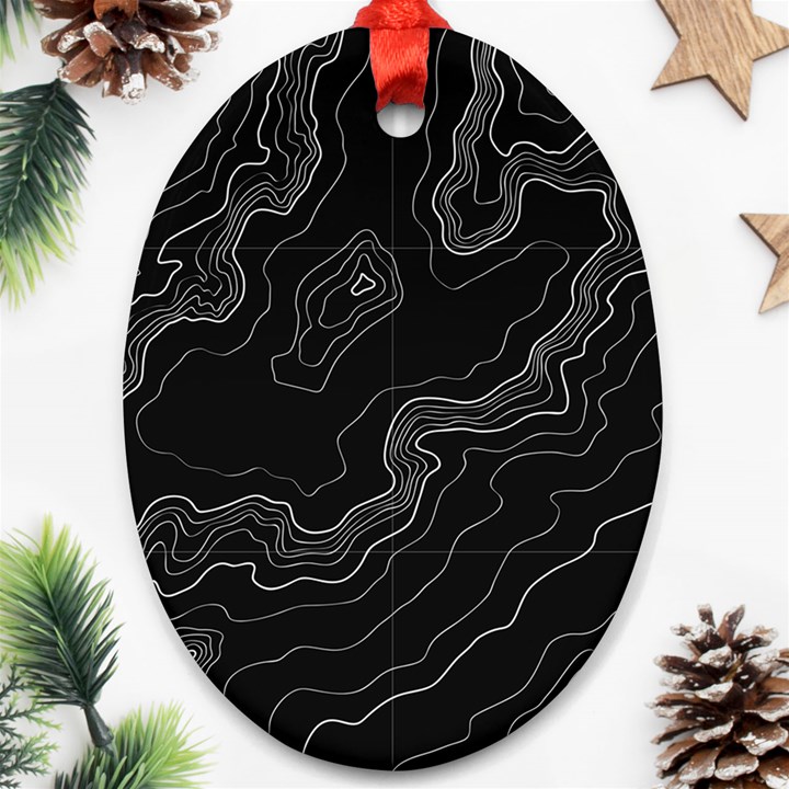 Topography map Oval Ornament (Two Sides)