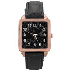 Topography Map Rose Gold Leather Watch  by goljakoff