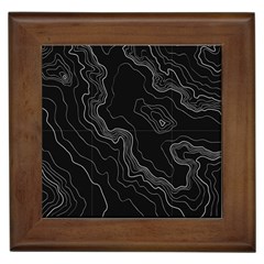 Black Topography Framed Tile by goljakoff