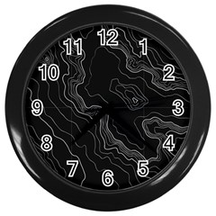 Black Topography Wall Clock (black) by goljakoff