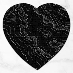 Black Topography Jigsaw Puzzle (heart) by goljakoff