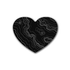 Black Topography Rubber Coaster (heart)  by goljakoff